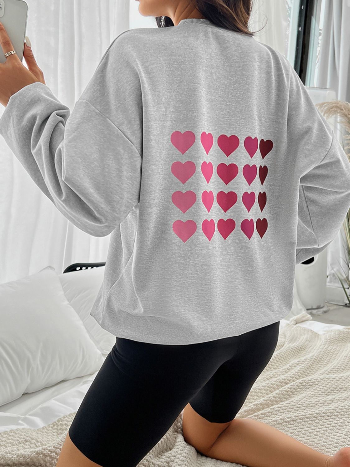 Devine Heart Dropped Shoulder Long Sleeve Sweatshirt